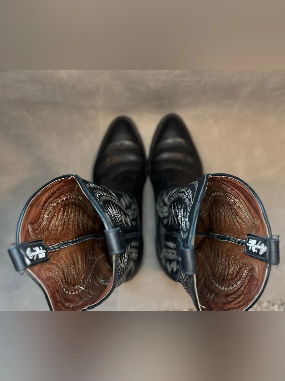 Larry Mahan El Paso Black Leather Cowboy Boots Men’s 10.5 D Western USA Made